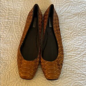 Bottega Veneta Cognac Textured Flats